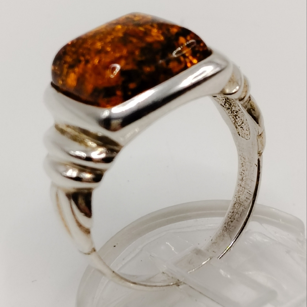 Vintage Baltic Amber Silver Ring - image 5